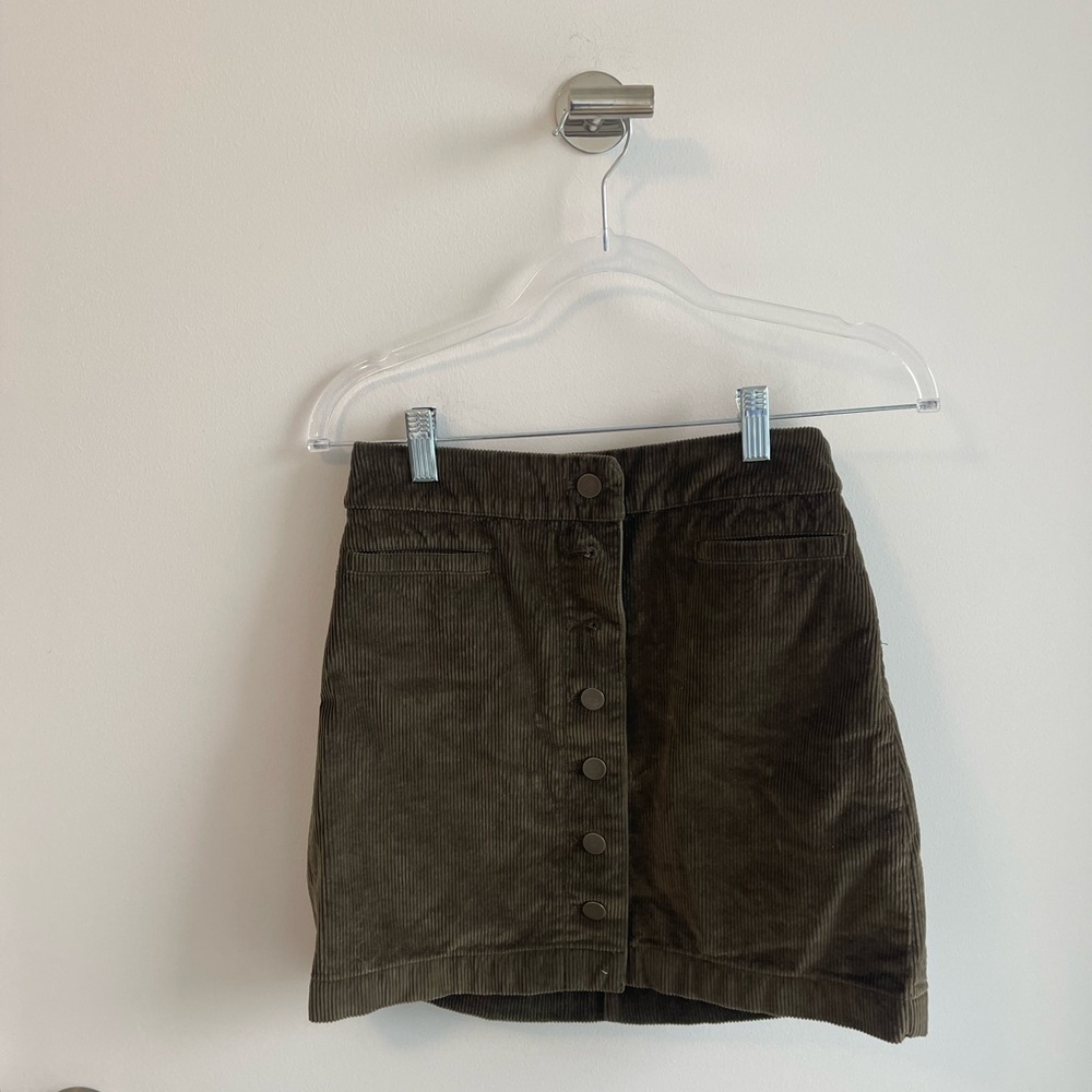 Wilfred Free Olive Corduroy Button-Front Skirt